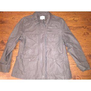 Women's LOFT Olive Green Utility Military Button Zip-Up Jacket Sz M